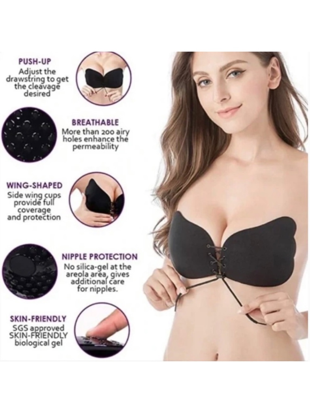 NWT Lamour Love Strapless Laceup in Black Size C